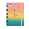 Agenda espiral cuarto Cosmo Iris 2025-2026 semana vista horizontal<Finocam Clearance