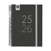 Agenda espiral cuarto secundaria negro 2025-2026 día página<Finocam Best