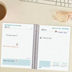 Agenda espiral cuarto secundaria negro 2025-2026 día página<Finocam Best