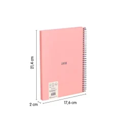 Bloc A5 tapa dura cuadro 5x5mm 80 hojas rosa serie 1918<Milan Hot