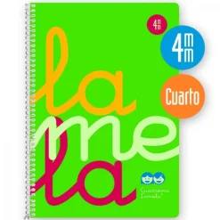 Bloc cuarto cuadrovía 4mm. 80 hojas tapa polipropileno verde flúor<Lamela Best