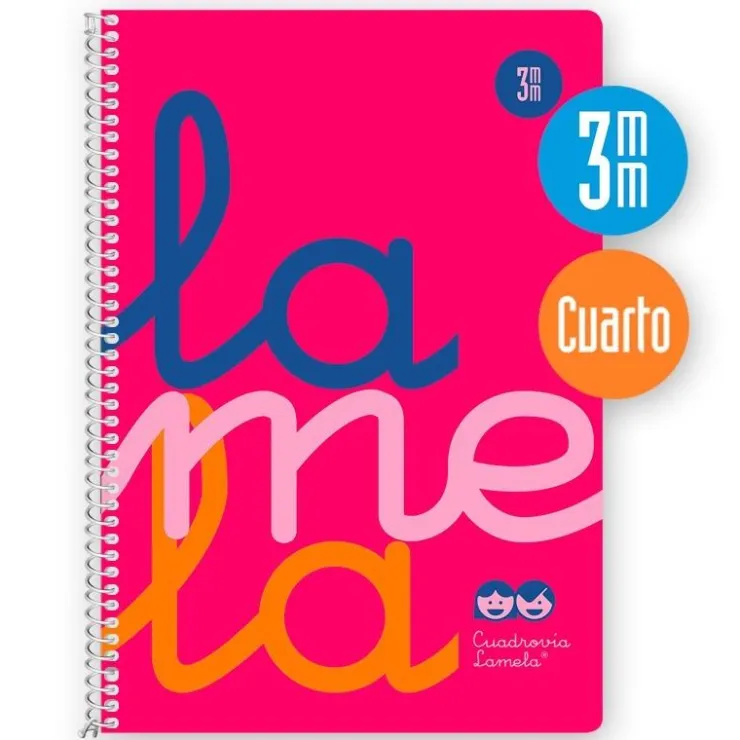 Bloc cuarto cuadrovía 3mm. 80 hojas tapa polipropileno rosa flúor<Lamela Outlet