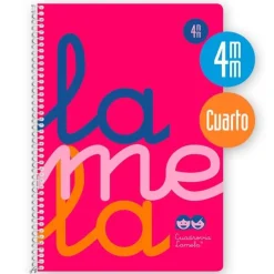 Bloc cuarto cuadrovía 4mm. 80 hojas tapa polipropileno rosa flúor<Lamela Best