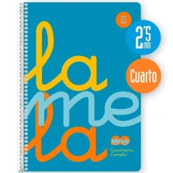 Bloc cuarto cuadrovía 2,5mm. 80 hojas tapa polipropileno flúor azul<Lamela Best
