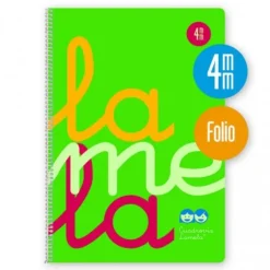 Bloc folio cuadrovía 4mm. 80 hojas tapa polipropileno verde flúor<Lamela New