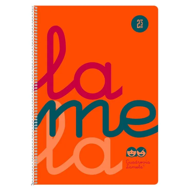 Bloc folio cuadrovía 2,5mm. 80 hojas folio tapa de polipropileno naranja flúor<Lamela Outlet