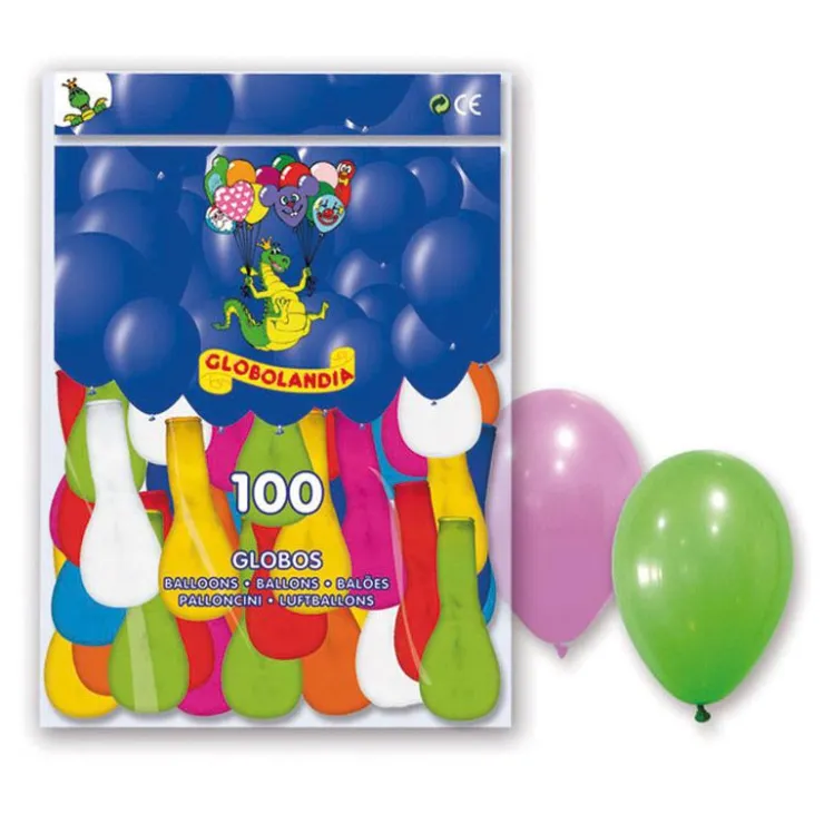 Bolsa de 100 globos surtidos de colores<Globolandia New