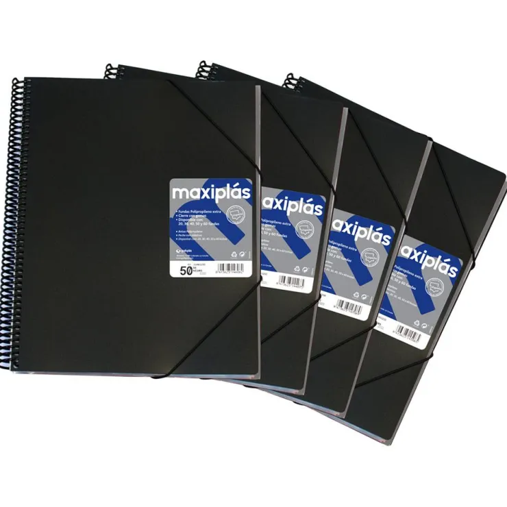Carpeta A4 50 fundas color negro opaco Maxiplás<Grafoplas New