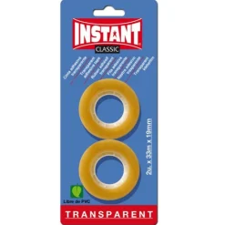 Cinta adhesiva transparente 33x19mm. 2 unidades<Instant Clearance