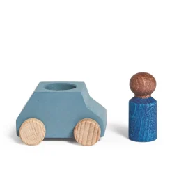 Coche madera gris Lubu con figura azul<Lubulona Discount