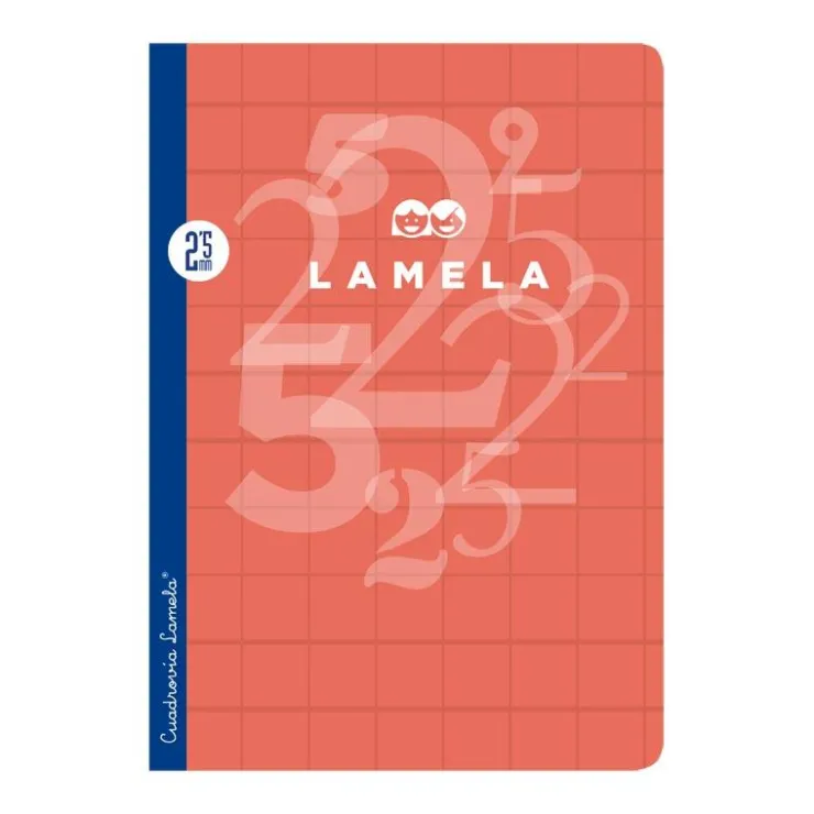 Cuaderno A4 cuadrovía 2,5mm. 50 hojas tapa cartoncillo plastificado colores surtidos<Lamela Online