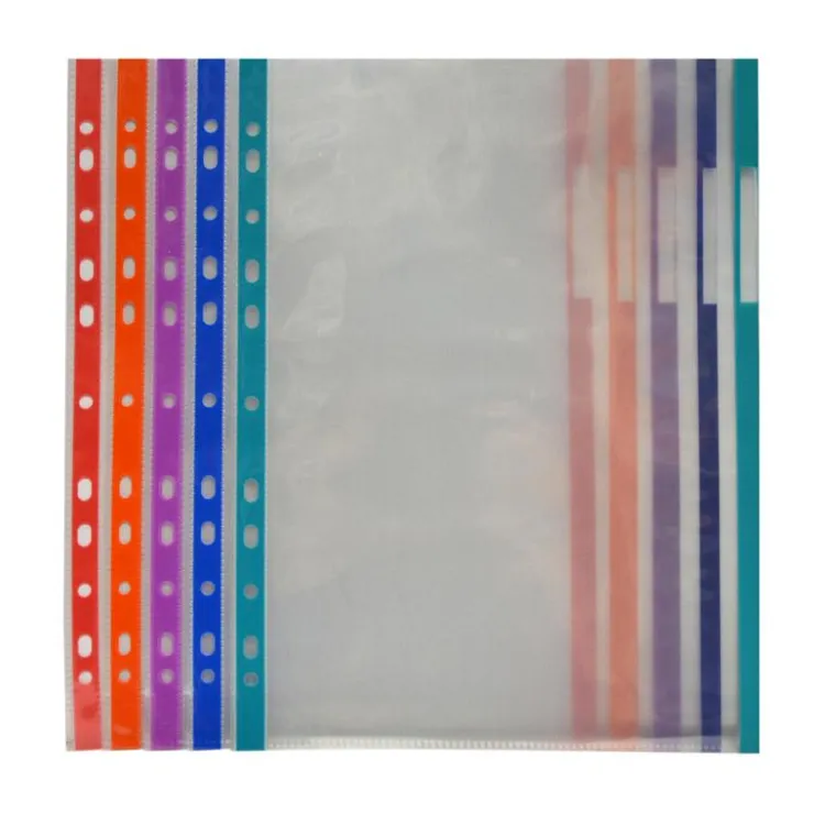Funda transparente tamaño A4 con multitaladro y borde de colores 10 unidades<Fraga Clearance