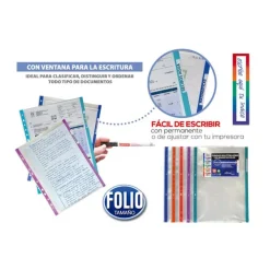 Funda transparente tamaño A4 con multitaladro y borde de colores 10 unidades<Fraga Clearance