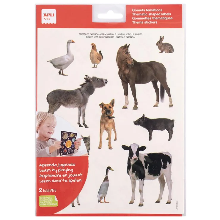 Gomets animales de granja 2 láminas<Apli Online