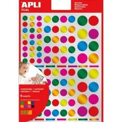 Gomets redondos colores metalizados 6 láminas<Apli Discount