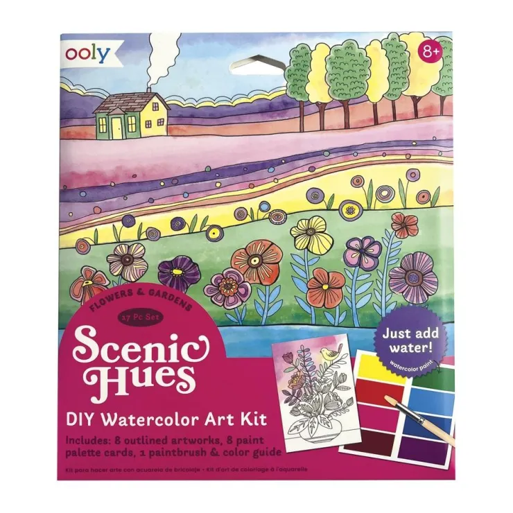 Kit DIY pinta con acuarela flores y jardines Scenic Hues<Ooly Hot