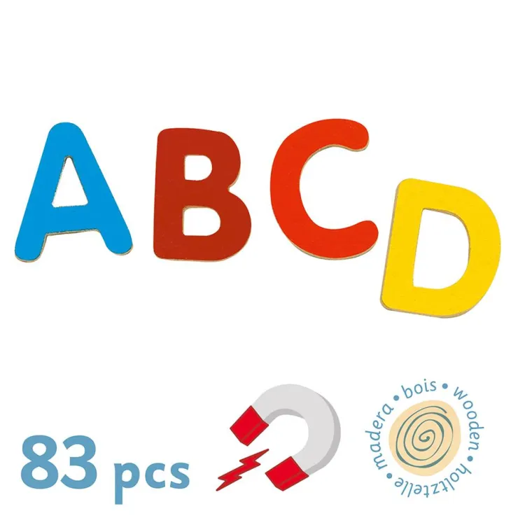 Letras magnéticas mayúsculas de madera 83 piezas<Djeco Discount