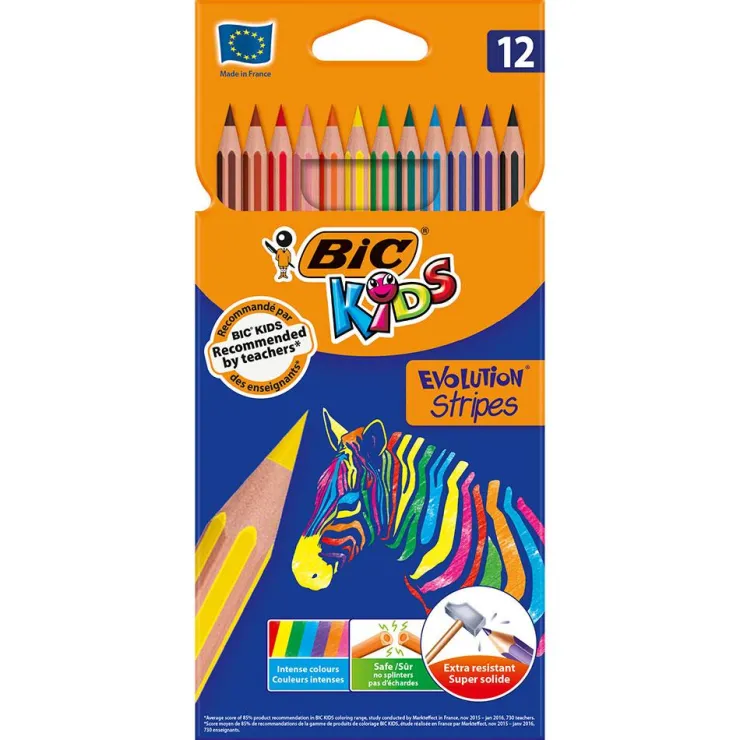 Lápiz color Evolution Stripes 12 colores<Bic Discount