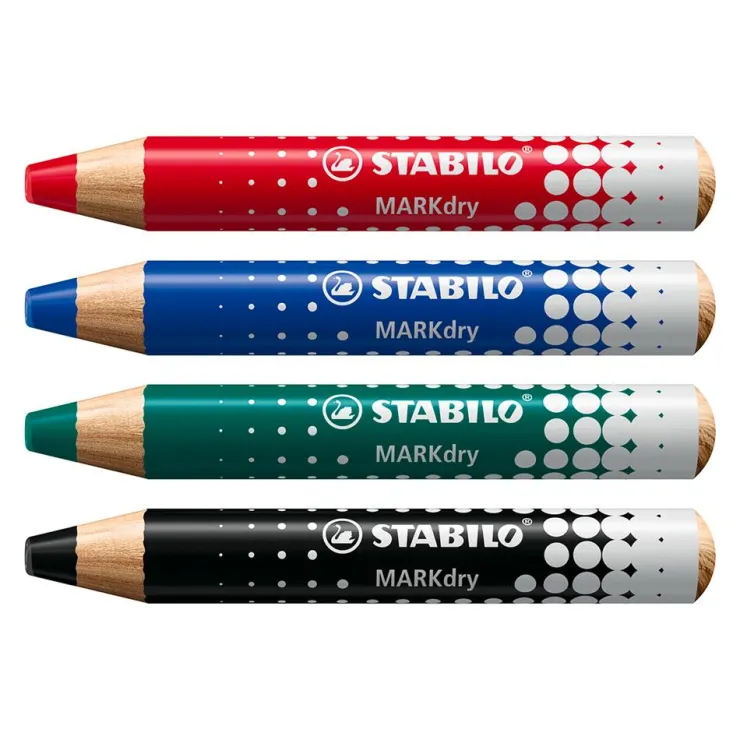 Lápiz color para pizarra blanca Markdry caja 4 colores<Stabilo Online