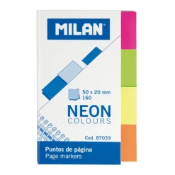 Marcapáginas adhesivos 50x20mm 4 colores neón 160 hojas<Milan Hot