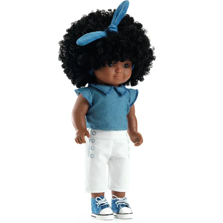 Muñeca Janet con conjunto azul y blanco 32cm.<Djeco Best