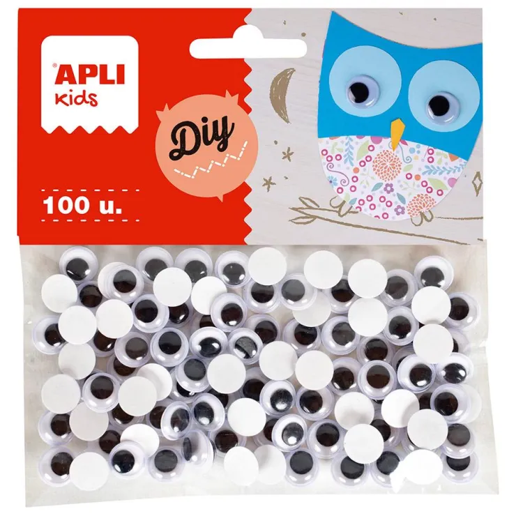 Ojos redondos adhesivos 1cm. 100 unidades<Apli
