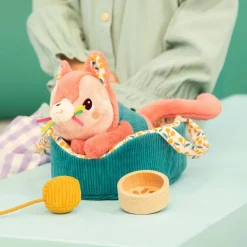 Peluche gata Jeanne con cesta y accesorios tela<Lilliputiens