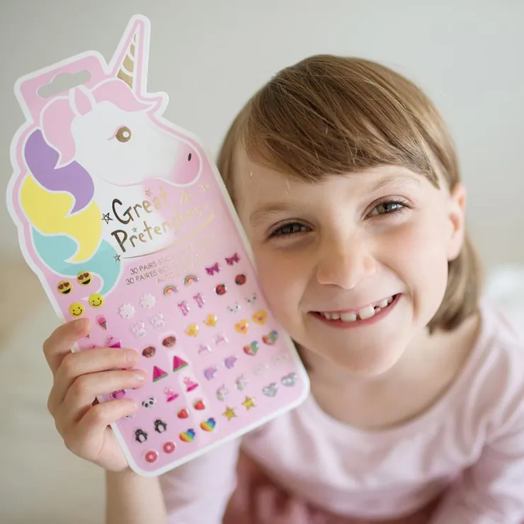 Pendientes adhesivos unicornios - 30 pares<Great Pretenders New
