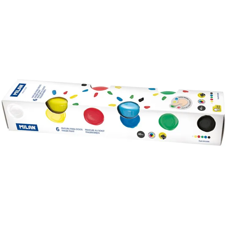 Pintura de dedos 6 colores 40ml.<Milan Best