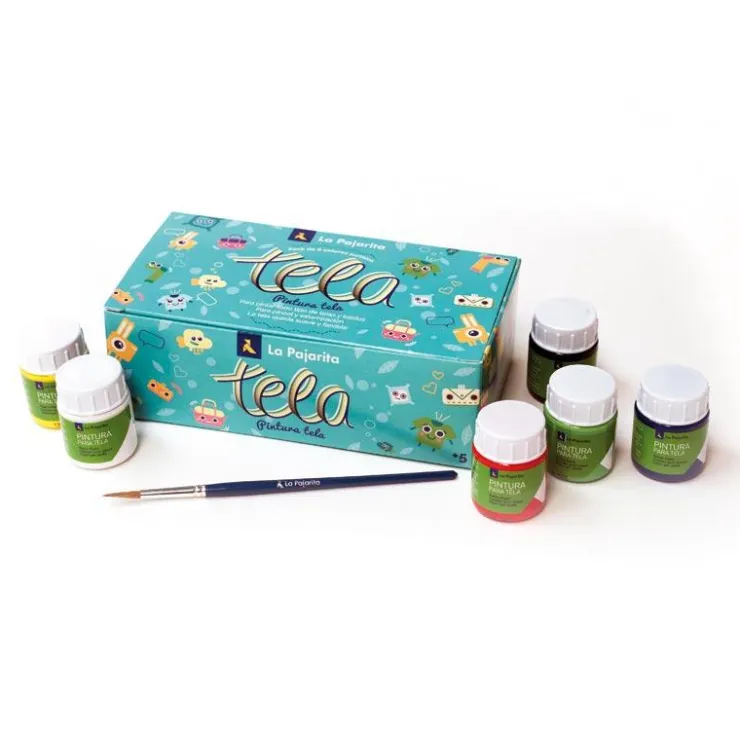 Pintura para tela 6 colores 25ml.<La Pajarita Discount