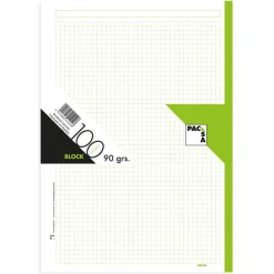 Recambio A4 cuadro 5mm. 100 hojas 4 taladros borde verde<Pacsa