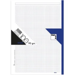 Recambio A4 cuadro 5mm. 100 hojas 4 taladros borde azul<Pacsa Outlet