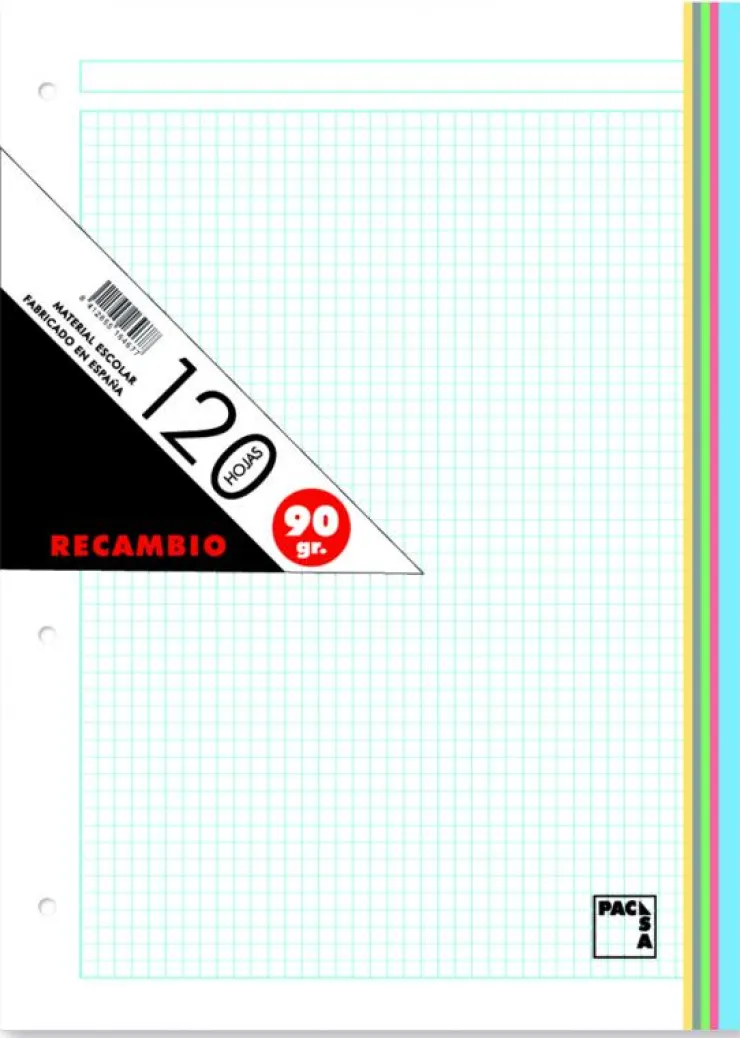Recambio A4 cuadro 5mm. 4 taladros 120 hojas<Pacsa Sale