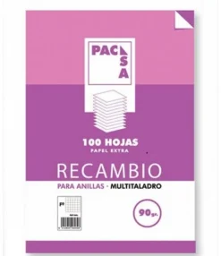 Recambio A4 pauta 2,5 mm. 100h hojas 4 taladros<Pacsa Outlet