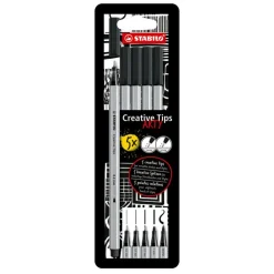 Rotulador Arty Line Creativ Tips negro caja 5 unidades diferentes puntas<Stabilo Best