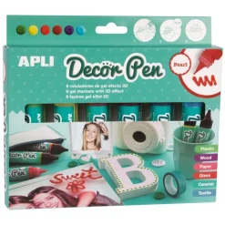 Rotulador gel Decor Pen 3D Pearl 6 colores<Apli