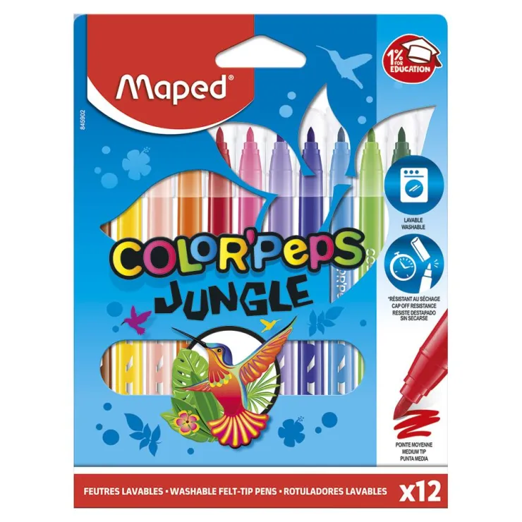 Rotulador Jungle Color Peps 12 colores<Maped Hot