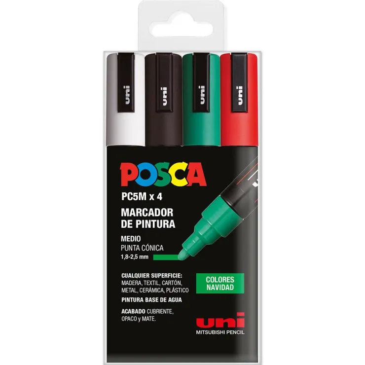 Rotulador Posca PC5M 4 colores Navidad<Uniball Sale