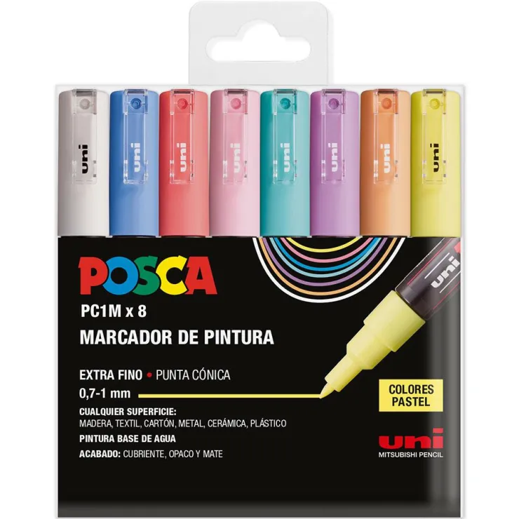 Rotulador Posca PC1M 8 colores pastel<Uniball Hot