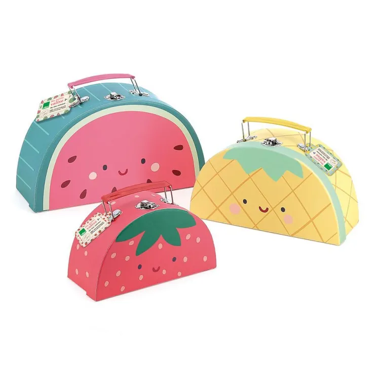 Set 3 maletas cartón diseño frutas Sarah Betz<Vilac Online