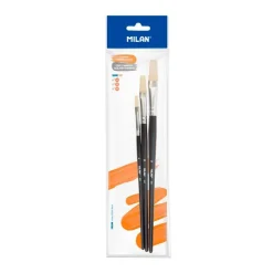 Set 3 pinceles planos serie 526 números 6, 10 Y 14<Milan Hot