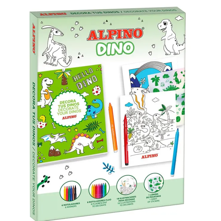 Set dino decora con rotuladores y pegatinas<Alpino Online