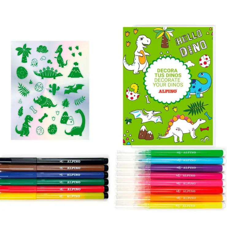 Set dino decora con rotuladores y pegatinas<Alpino Online