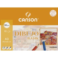 Set de 10 láminas de dibujo A3 de 130gr. Basik<Canson New