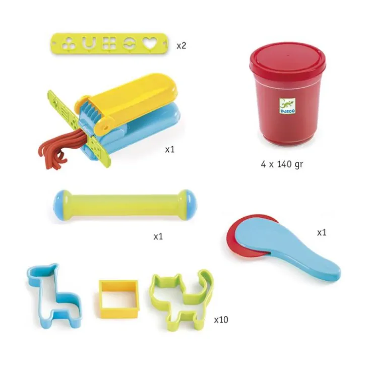 Set plastilina 4 colores con accesorios<Djeco Hot