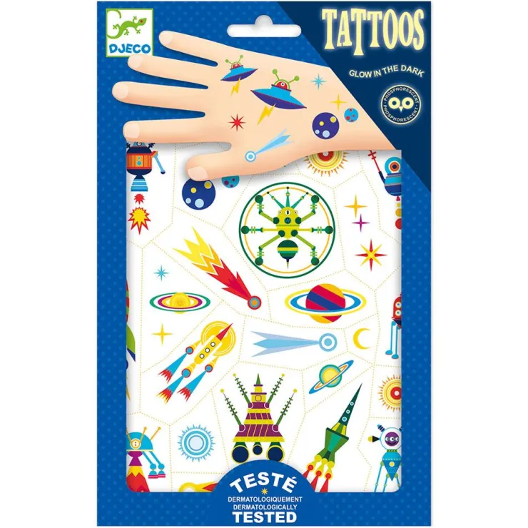 Tatuajes Espacio brilla en la oscuridad<Djeco Clearance