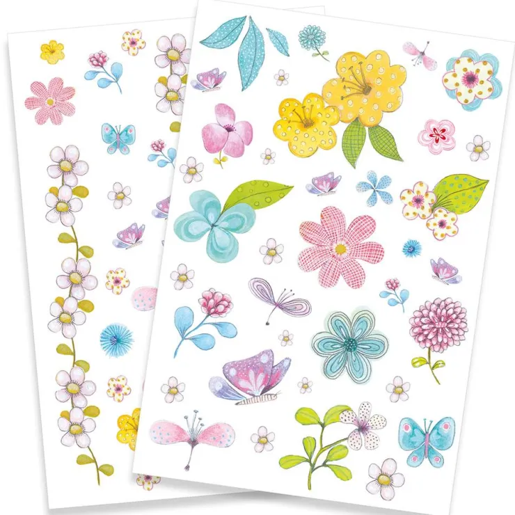 Tatuajes flores campestres set 2 hojas<Djeco Discount