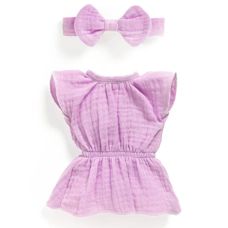 Vestido violeta con lazo para el pelo 32cm<Djeco Online